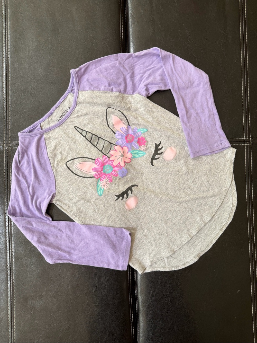 Jumping Beans - Lavender Raglan Unicorn Floral Long Sleeve Tee